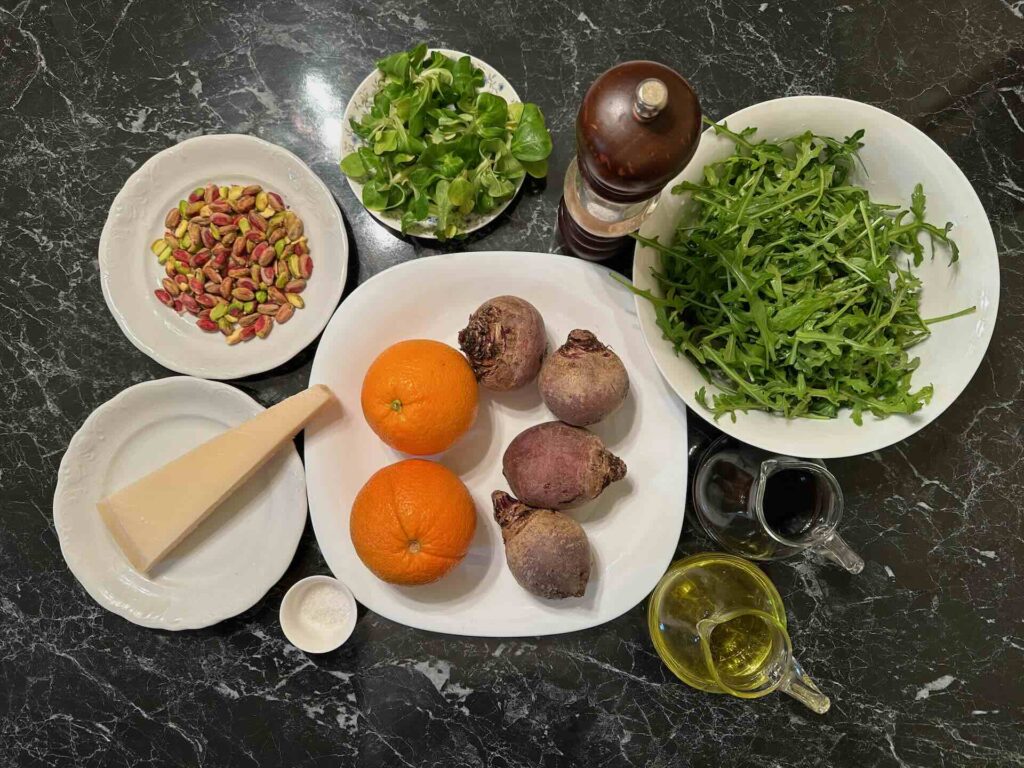 Salata od cvekle i pistaća, sastojci.