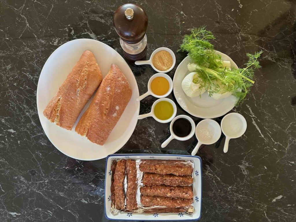 Sendvič sa slatkom italijanskom kobasicom, sastojci.